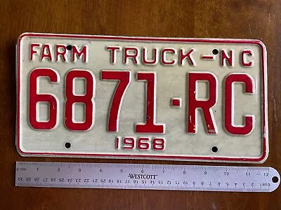 Vintage 1968 North Carolina Farm Truck License Plate Tag 6871-RC • $60