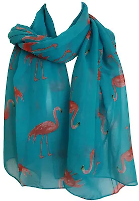 £10.99 • Buy GlamLondon Watercolour Flamingo Scarf Ladies Lightweight Printed Fashion Oversiz