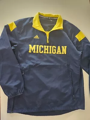 Michigan Wolverines Adidas Team Men's Medium Windbreaker Zip Up Jacket Lightweig • $19