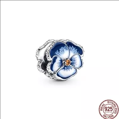 Sterling Silver 925 Pandora Blue Pansy Flower Charm • £19.90