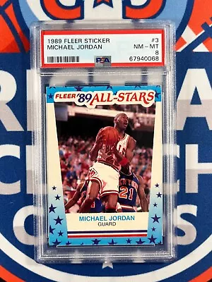 1989 Fleer Sticker Michael Jordan #3 PSA 8 • $12.13