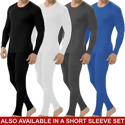 Mens Thermal Long Johns Top T Shirt Bottom Trouser Underwear Set Full Sleeve • £4.75