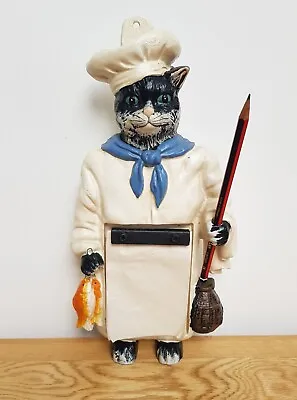 Vintage Kitchen To Do List Wall Hanging Chef Cat Cast Iron Hand Painted 12   • £14.99