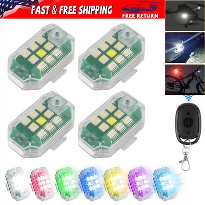 4xRechargeable Flashing Lights Wireless LED Strobe Light For Motorcycle Car Bike • $21.69