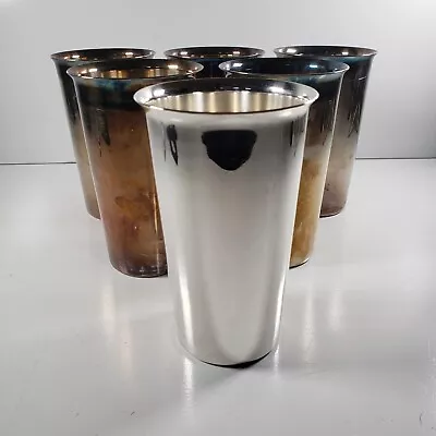 Vtg Retro Set Of  6 Aluminum Tumblers Drinking Glasses Metal Cup SEE DESCRIPTION • $40