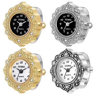 Womens Quartz Analog Finger Ring Watch Stainless Steel Adjustable Size Open Band • $28.99