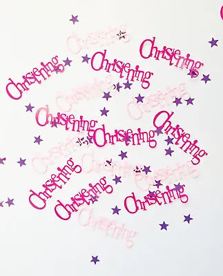 Pink Christening Table Confetti Girls Christening Party Buffet Table Decorations • £2.25
