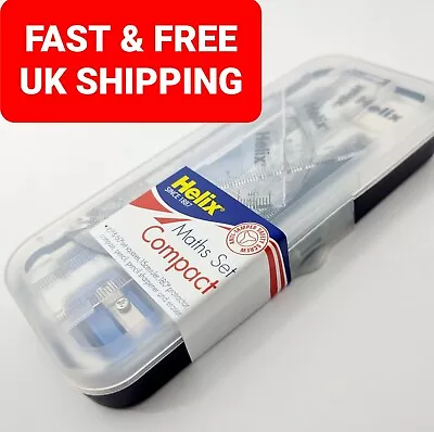 £5 • Buy Helix Compact Maths Geometry Set With Compass Ruler Protractor Squares Sharpener