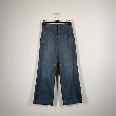 £36 • Buy MAC JEANS Women's Cargo Wide Leg Mid Rise Blue Pockets Skater Vintage 90s Y2K 34