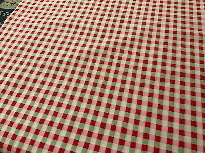 Ikea Rosali Cotton Gingham Check Red Green Cotton Remnant Crafting • £5.50