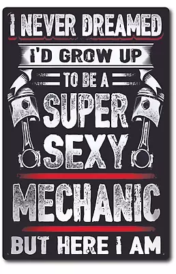 Metal Garage Sign Funny  Female Sexy Mechanic Hourly  Labor Rates  Vintage Look • $13.95