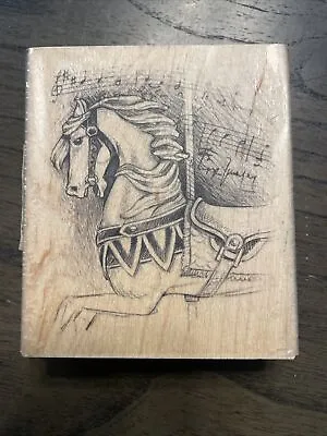 Inkadinkado Carousel Horse Collage Rubber Stamp Animals Kids Mixed Media Art • $8.99