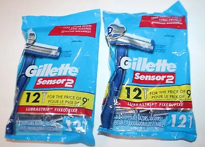 Gillette Sensor 2 Disposable Razors 12 Pack Lot 2 -24 Total -New • $11.19