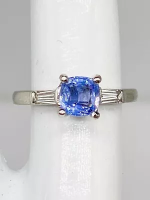 Vintage 1940s $5000 1.74ct Natural Ceylon BLUE Sapphire Diamond Platinum Ring • $1150
