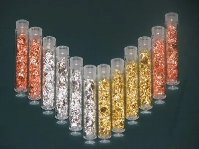 (12) Vials Of Silver-Gold-Copper Flakes • $10.99