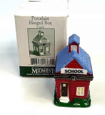 PHB Porcelain Hinged Trinket Box Midwest Cannon Falls School House • $24.99
