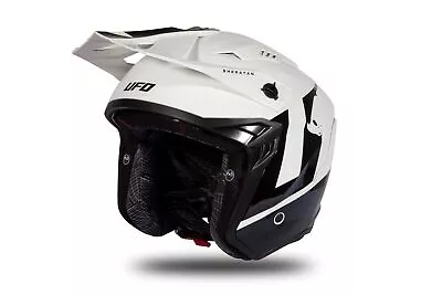 UFO Sheratan Jet Street Trials Helmet White Black Glossy -  All Adult Sizes • $94.71