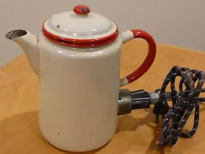 Vintage Enamel Electric Tea Water Kettle And Cord • $12.99