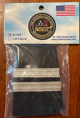 Noral Pilot Epaulets Pair 2-Bar Bright Silver On Black New In Package • $13.99