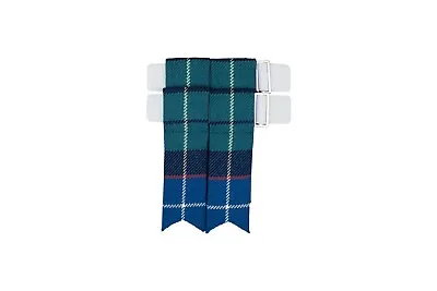 £15 • Buy 100% Wool Tartan Kilt Flashes With White Garters - Various Scottish Clans