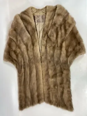 Vintage Antique Davidsons Furs Tan Genuine Mink Fisher Handwarmer Shrug Stole • $129.99