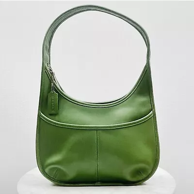 Vintage COACH Ergo 9033 Extremely Rare KIWI Green Leather ShoulderBag Purse VGUC • $444.44