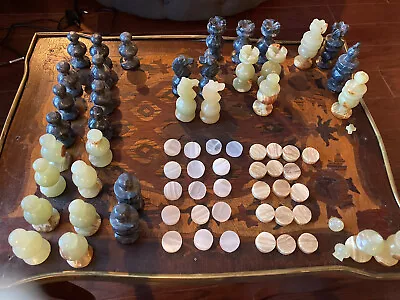 Green Onyx & Black Chess Set - No Board! Look At Pictures • $20