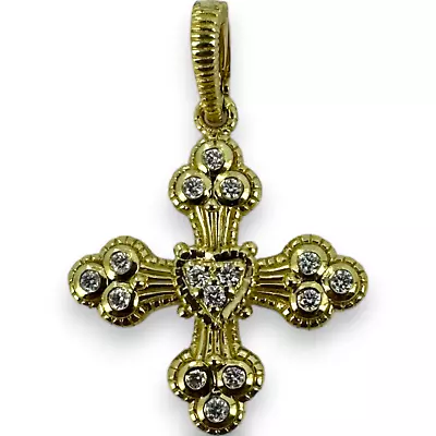 Judith Ripka Diamond Maltese Cross 18KT 750 Yellow Gold Charm Pendant • $1499.99