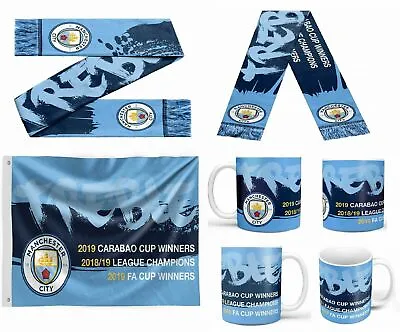Manchester City Mug / Flag / Scarf Winners Football Treble Premiership  • £9.99