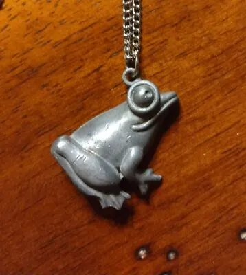 Vintage Pewter Frog Necklace Pendant Jewelry • $9.95