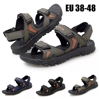 UK Mens Summer Sandals Outdoor Leather Beach Shoes Casual Hiking Shoes Size • £6.62