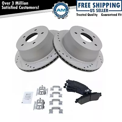 Rear Posi Cermaic Brake Pads & Performance Drilled Slotted Coated Rotor Kit • $119.95