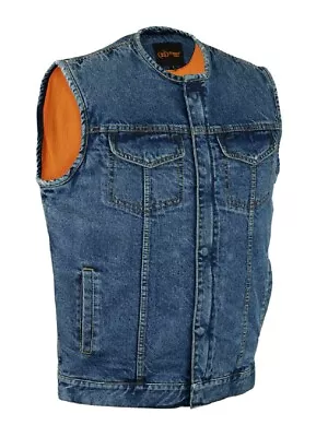 MEN'S MOTORCYCLE DENIM BLUE VEST W/ DUAL GUN POCKETS CLOSE-OUT SALE - MA27 • $59.95