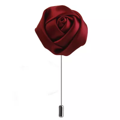 Lapel Brooch Groom Boutonniere Rose Flower Brooch Red Ties Men Tuxedo Collar Pin • $8.59