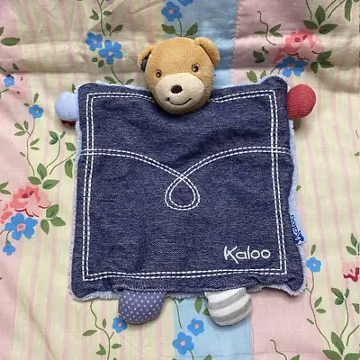 Blue Denim Style Kaloo Bear Hand Puppet Soft Plush Toy Comforter Soother Blanket • £7.18