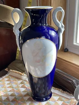 Haas Czjzek Cobalt Blue Cherub Large Porcelain Vase Urn Made In Czech Republic • $165