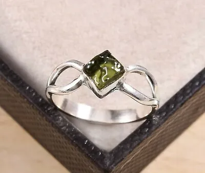 Natural Moldavite Rough Ring Czech Republic Moldavite Ring 925 Sterling Silver • $22.49