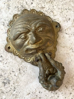 $189 • Buy ANTIQUE C.1910 DEVIL GARGOYLE SUN FACE ARCHITECTURAL SALVAGE DOORKNOCKER