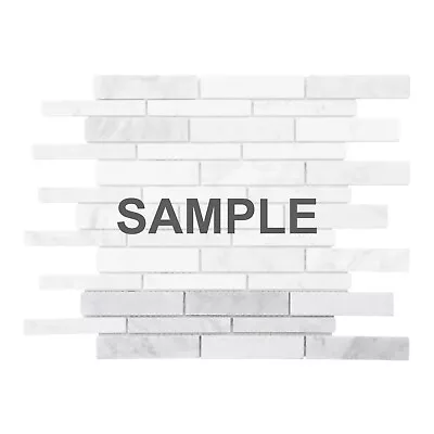 White Calacatta Marble Stone Textured Blended Linear Mosaic Tile Wall Backsplash • $3.99