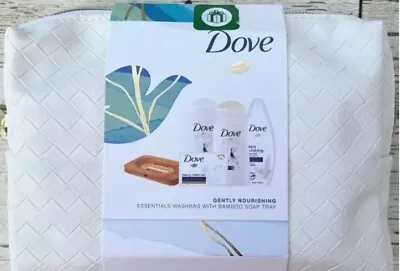 Dove Gift Set Women Gentle Nourishing Essentials Wash Bag With Bamboo Soap Tray • £5