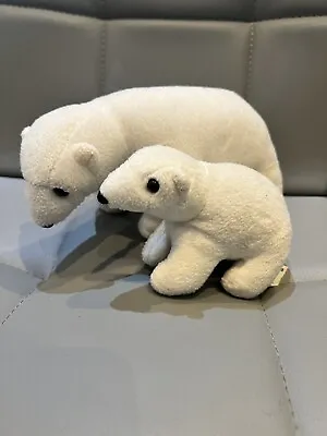 DEAGOSTINI ALL ABOUT MY ANIMAL KINGDOM Soft Toy Plush Set Polar Bear Mum Baby • £5