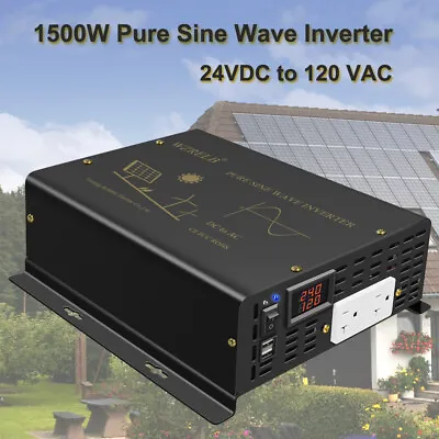 1500W 24V Pure Sine Wave Solar Inverter Home Use Power Battery Converter USB RV • $149