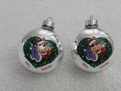 Vtge. 1984 Hallmark MUPPETS GLASS CHRISTMAS ORNAMENT Rare Kermit Piggy Lot Of 2 • $9.99