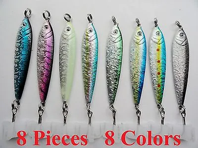 8 Pieces Mega Live Bait Metal Jigs Fishing Lures - 8 Colors Combo Select Weight • $21.99