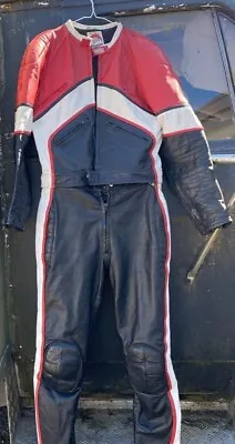 Vintage Spartan Motorcycle 2 Pc Leather Suit- Black Red And White • $116.18