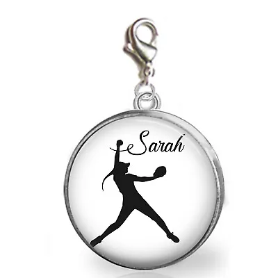 $10.95 • Buy Personalized Softball Baseball Pitcher Charm  -Bracelet Zipper Pull Purse Charm