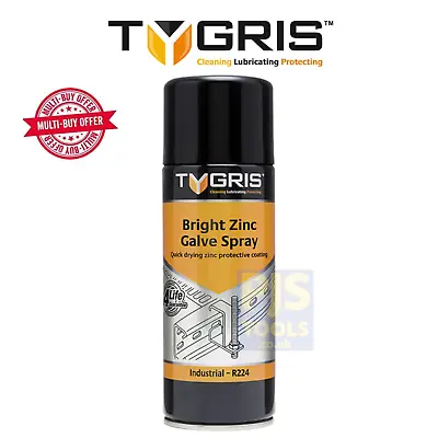 Tygris R224 400ml Bright Zinc Galvanising Galv Silver Spray Aerosol • £9