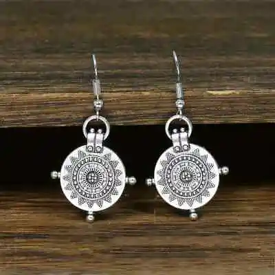 Boho 925 Sterling Silver Vintage Style Tibetan Tibet Dangle Drop Hook Earrings • $13.74