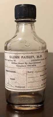 Vintage Glenn Paisley M.D. Paper Label Medicine Bottle - Loudonville Ohio (OH) • $8.75