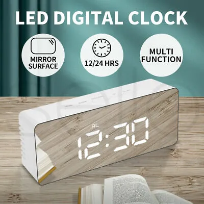 $17.99 • Buy Digital Clock LED Display Desk Table Temperature Alarm Time Modern Home Decor